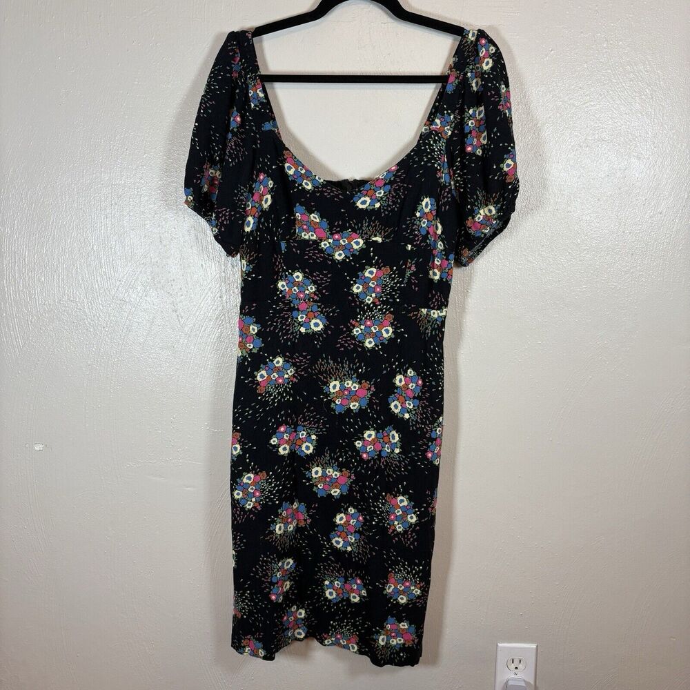 Anthropologie Womens Size 12 Floral Motif Tabia Sheath Dress Black